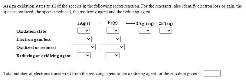 Solved Assign Oxidation States To All Of The Species In The | Chegg.com