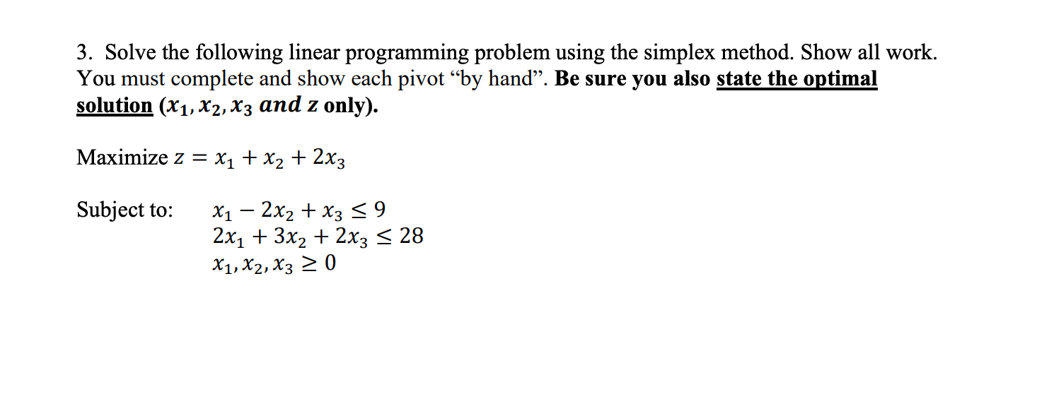 Solved 3. Solve the following linear programming problem | Chegg.com