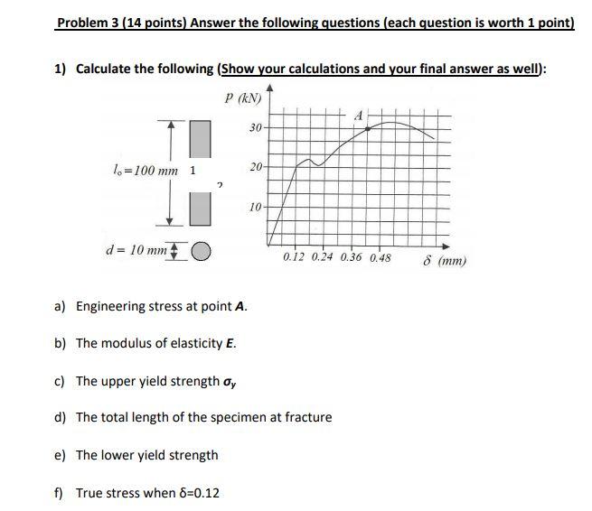 Solved Problem 3 (14 points) Answer the following questions | Chegg.com