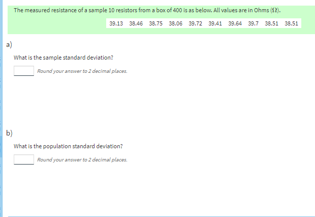 Solved The measured resistance of a sample 10 resistors from | Chegg.com