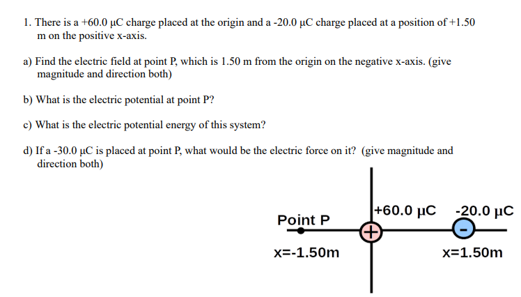 Solved 1. There is a +60.0 uC charge placed at the origin | Chegg.com