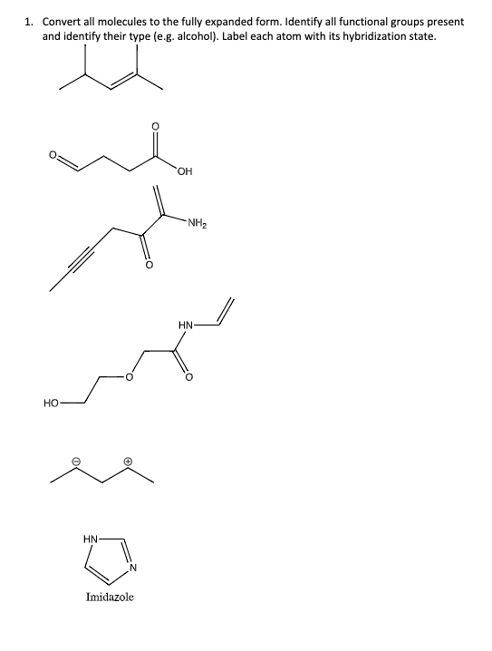 Solved 1. Convert all molecules to the fully expanded form. | Chegg.com