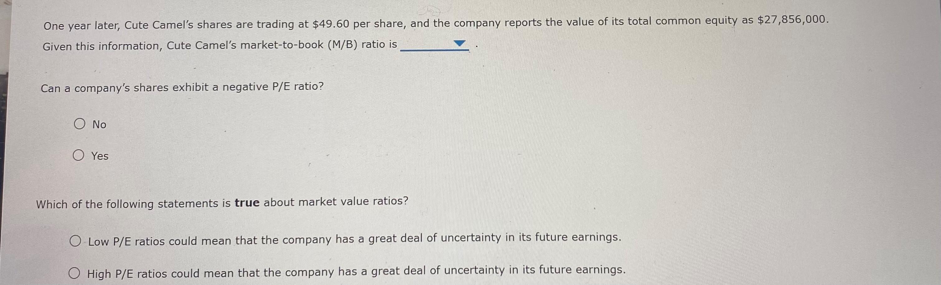 Solved 6. Market value ratios Ratios are mostly calculated | Chegg.com