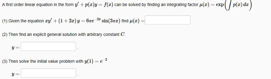 Solved A First Order Linear Equation In The Form Y P X Y Chegg Com