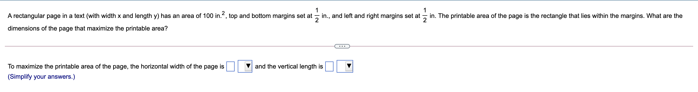 Solved , 1 1 A rectangular page in a text (with width x and | Chegg.com