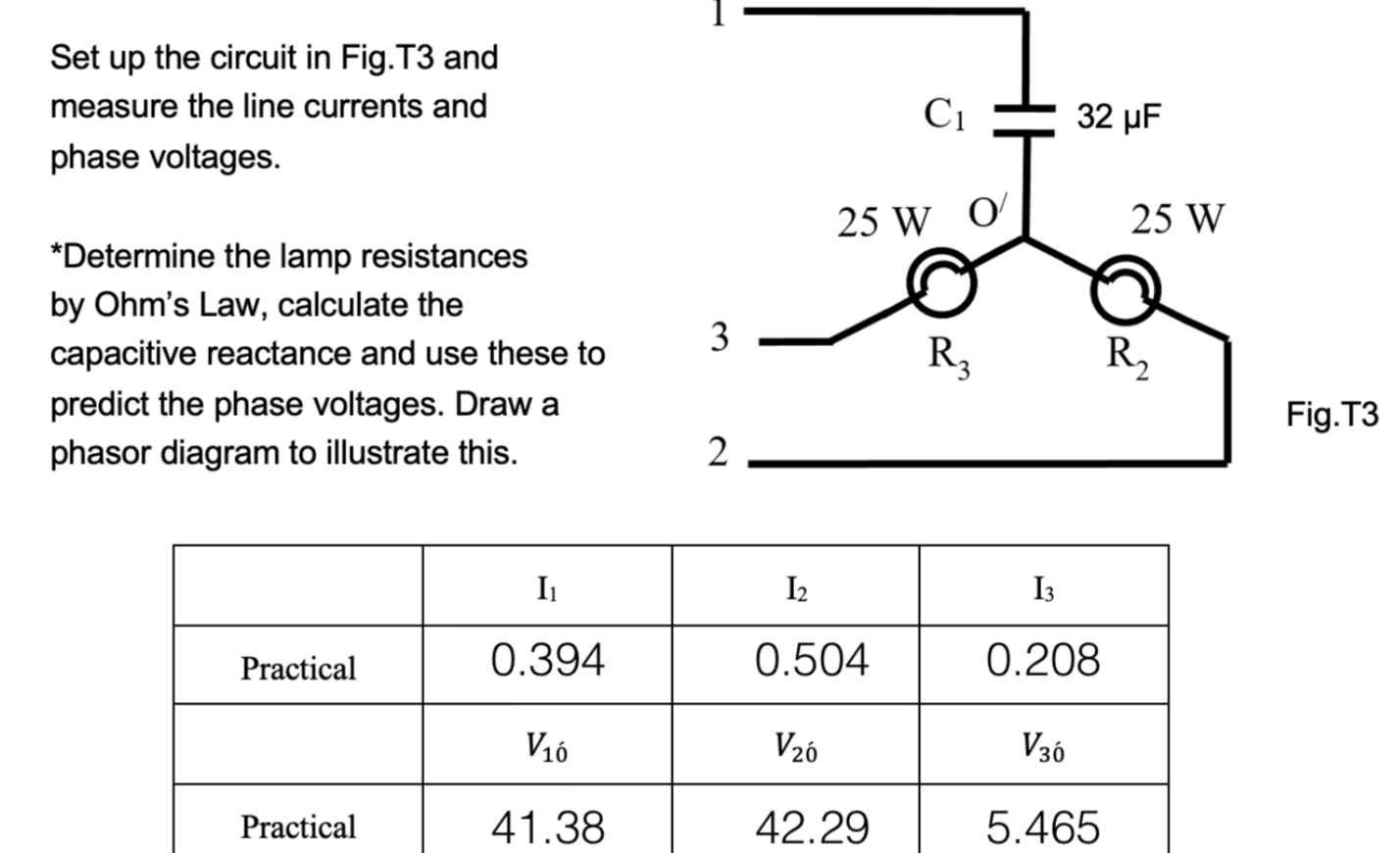 Solved Set up the circuit in Fig. T3 and measure the line | Chegg.com