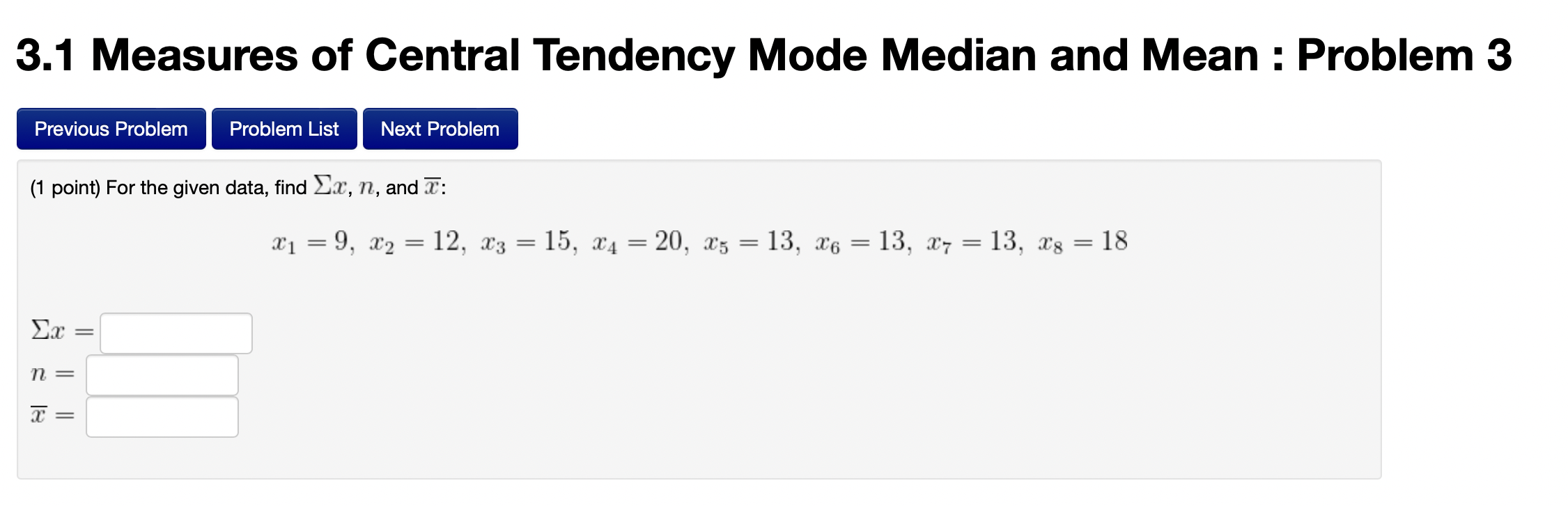Solved 3.1 Measures of Central Tendency Mode Median and Mean | Chegg.com