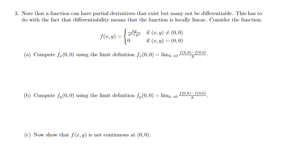 Solved Note that a function can have partial derivatives | Chegg.com