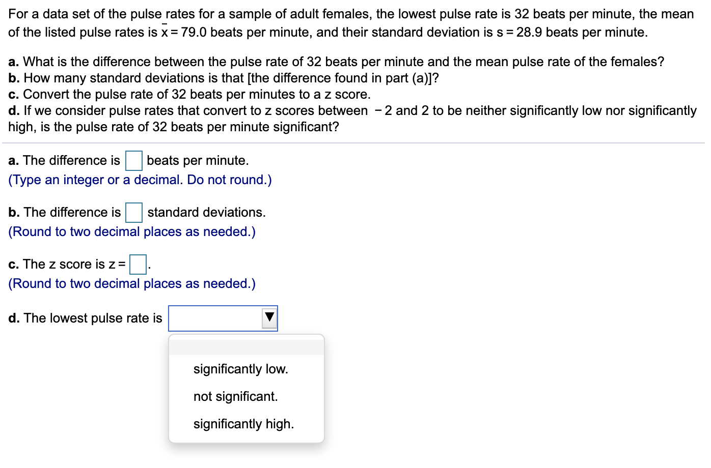 Solved For a data set of the pulse rates for a sample of