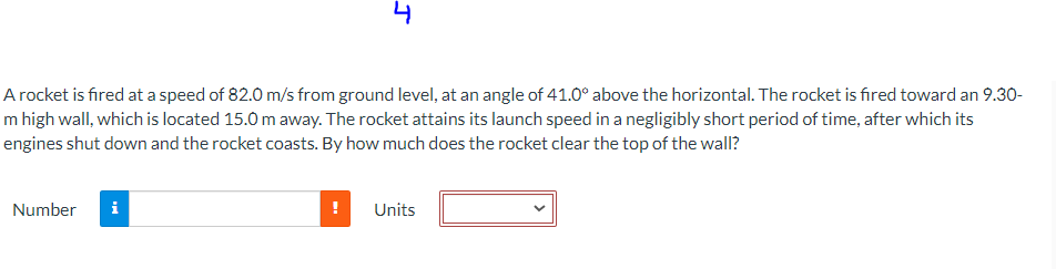 Solved A Rocket Is Fired At A Speed Of 82.0ms ﻿from Ground | Chegg.com