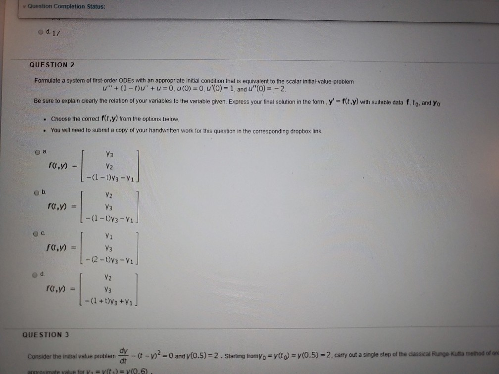 Solved Question Completion Status: od 17 QUESTION 2 | Chegg.com