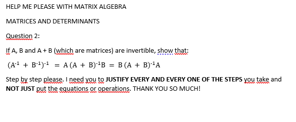 Solved HELP ME PLEASE WITH MATRIX ALGEBRA MATRICES AND | Chegg.com