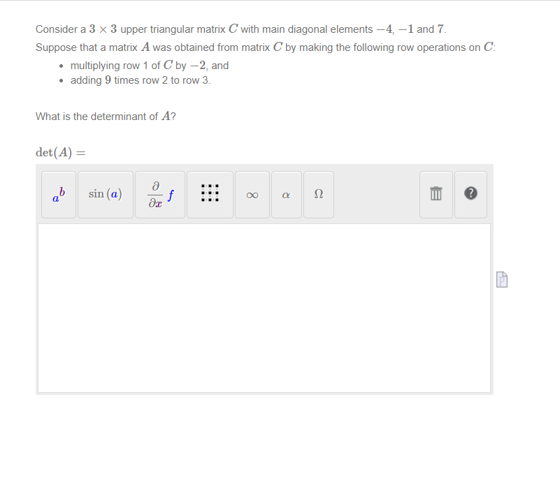 Solved Consider a 3 x 3 upper triangular matrix C with main | Chegg.com