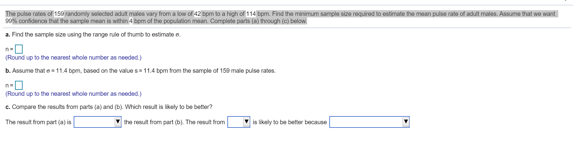 Solved The Pulse Rates Of 159 Randomly Selected Adult Males | Chegg.com