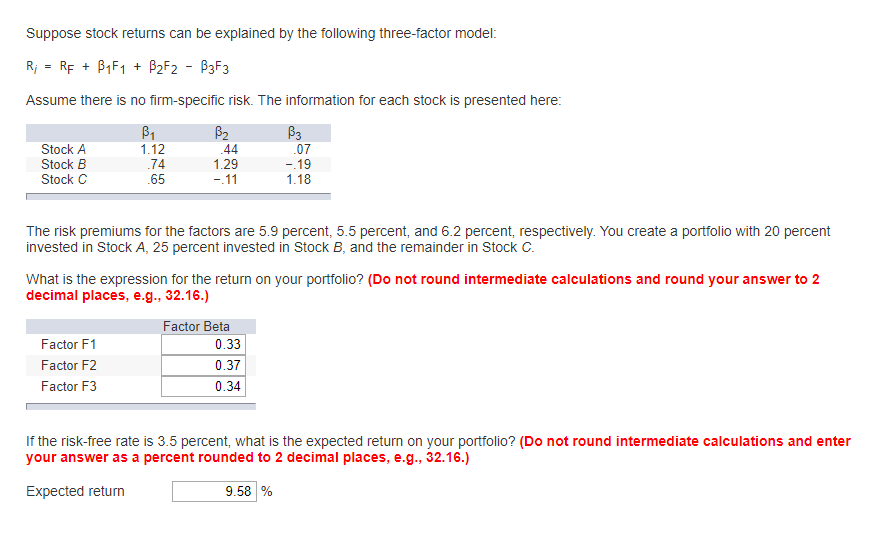 Solved Suppose Stock Returns Can Be Explained By The | Chegg.com