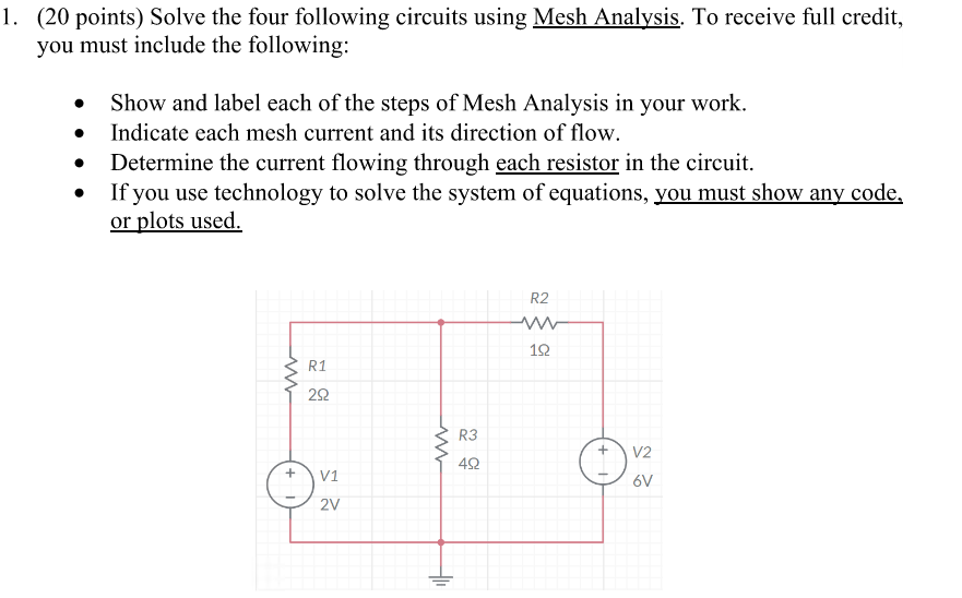 Solved (20 Points) Solve The Four Following Circuits Using | Chegg.com