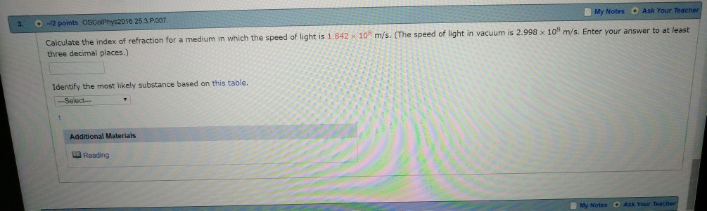 Solved My Notes Ask Your 3. -12 points OSColPhys2016 | Chegg.com