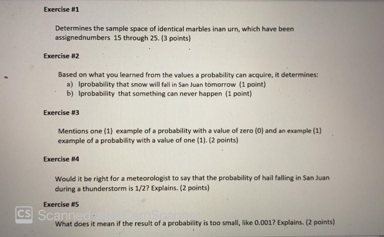 Solved Exercise #1 Determines The Sample Space Of Identical | Chegg.com