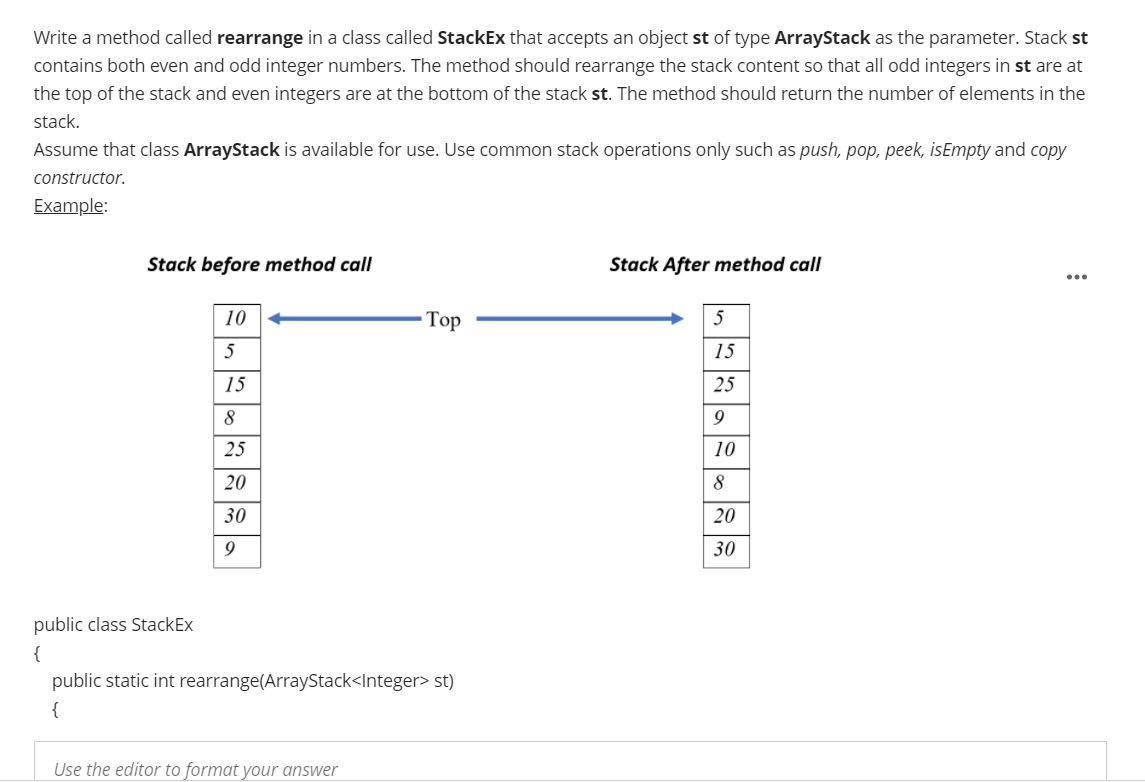 Solved Write a method called rearrange in a class called | Chegg.com