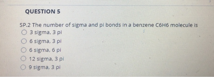 benzene sigma and pi bonds
