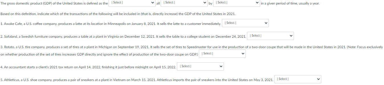 Solved The gross domestic product (GDP) of the United States | Chegg.com