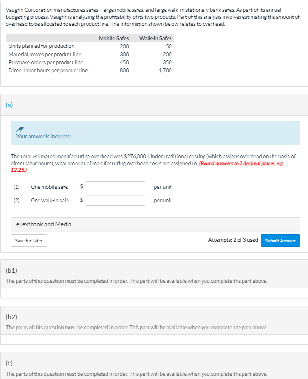 Solved Vaughn Corporation manufactures safeslarge mobile