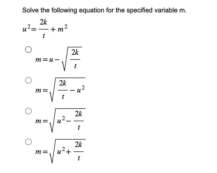 Solved Solve the following equation for the specified