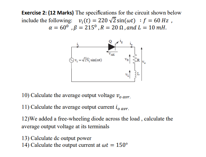 Solved Exercise 2 12 Marks The Specifications For The Chegg Com