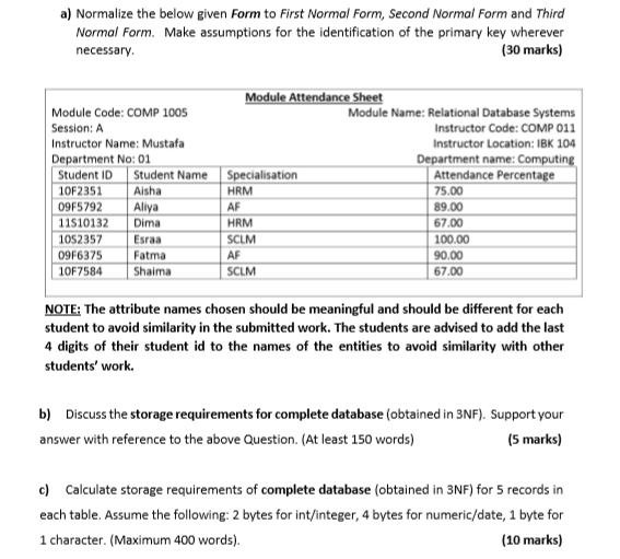 assignment on normal form