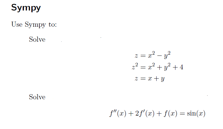 Solved YOU HAVE TO USE SYMPY TO SOLVE THE EQUATIONS , | Chegg.com
