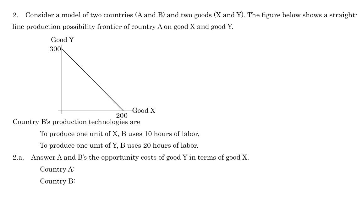 Solved 2. Consider A Model Of Two Countries (A And B) And | Chegg.com