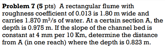 Solved A rectangular flume with roughness coefficient of | Chegg.com