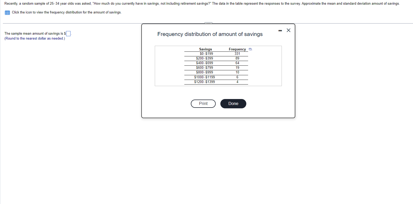 Solved Click the icon to view the frequency distribution for | Chegg.com