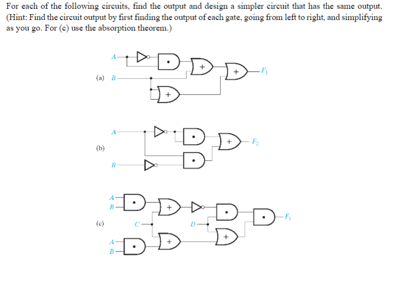 Solved For each of the following circuits, find the output | Chegg.com