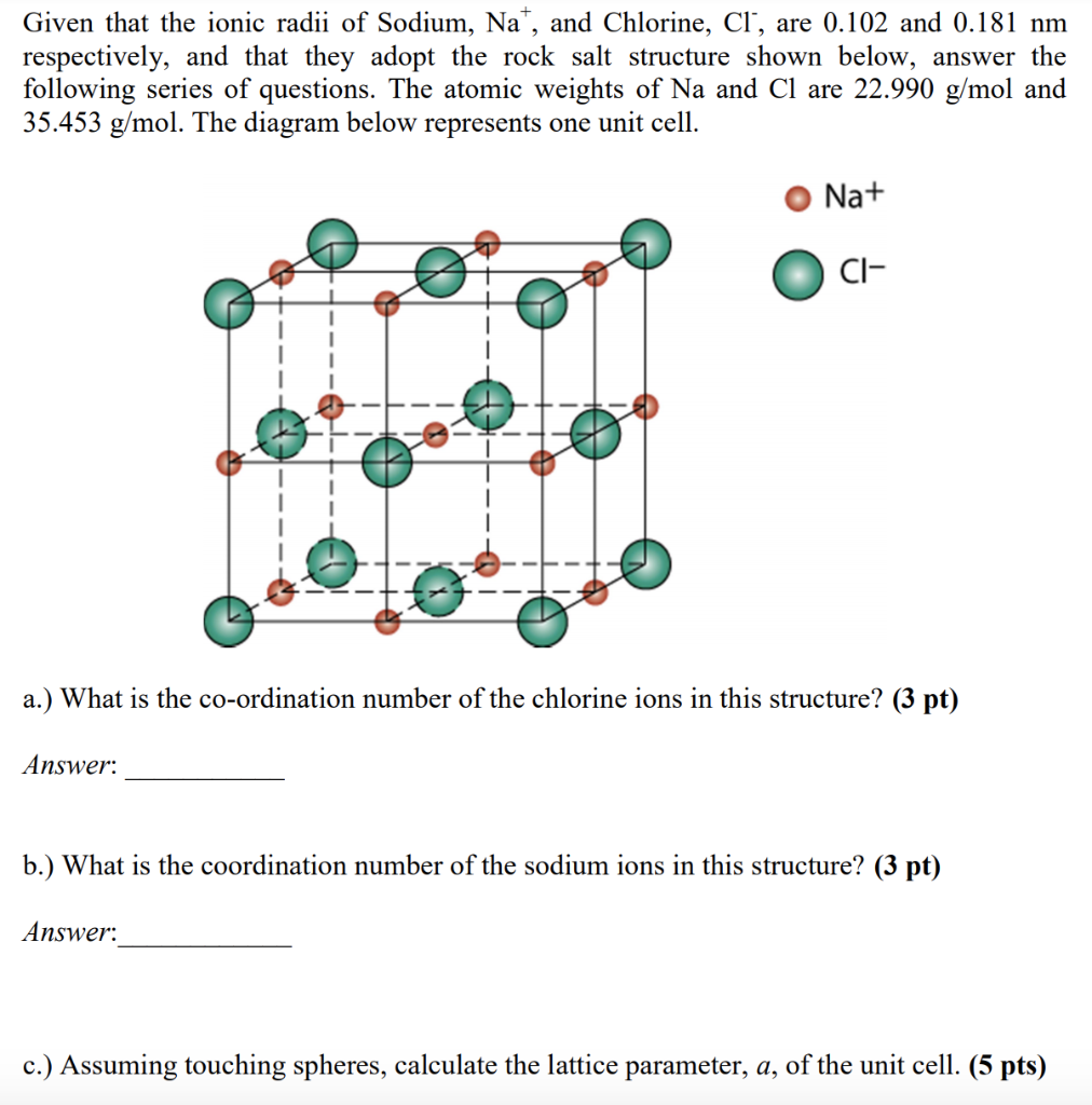 Solved Given that the ionic radii of Sodium, Na+, and