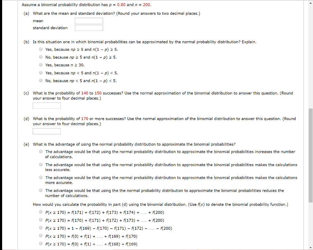 Solved Assume a binomial probability distribution has p 0.80 | Chegg.com