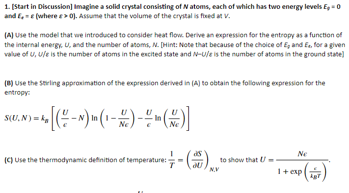 Solved 1 Start In Discussion Imagine A Solid Crystal C Chegg Com