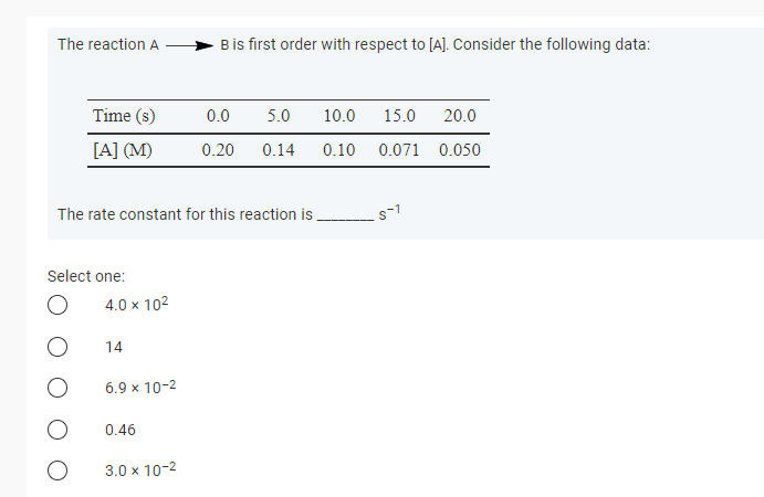 Solved The Reaction A B Is First Order With Respect To [A]. | Chegg.com