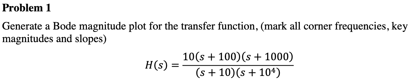 Solved Problem 1 Generate a Bode magnitude plot for the | Chegg.com