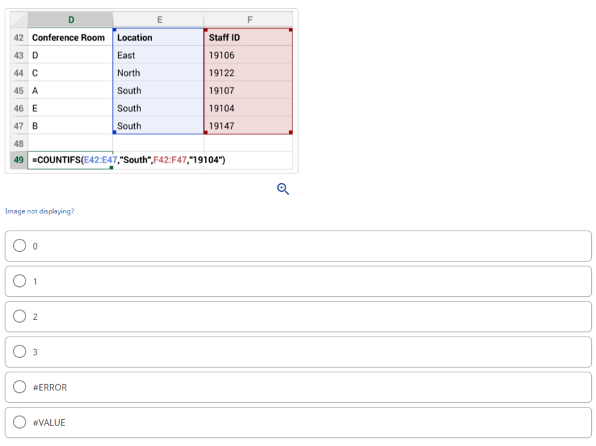 Solved What value would be returned based on the formula in