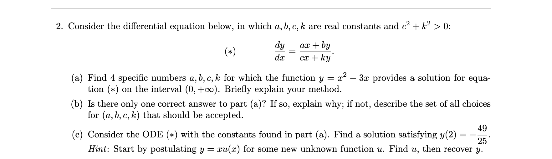 Solved 2. Consider The Differential Equation Below, In Which | Chegg.com