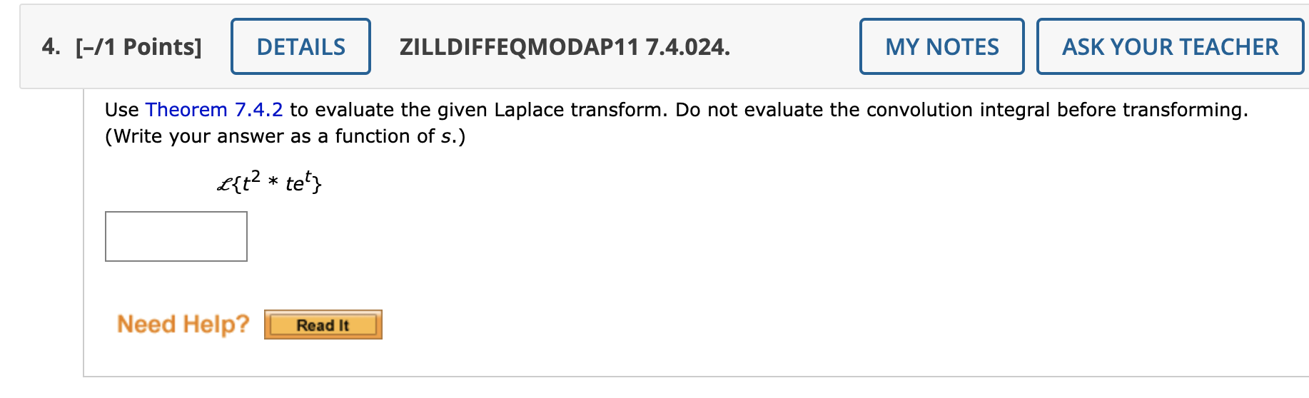 Solved 4. [-/1 Points] DETAILS ZILLDIFFEQMODAP11 7.4.024. MY | Chegg.com