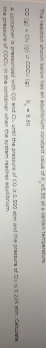Solved The reaction shown below has an equilibrium constant | Chegg.com