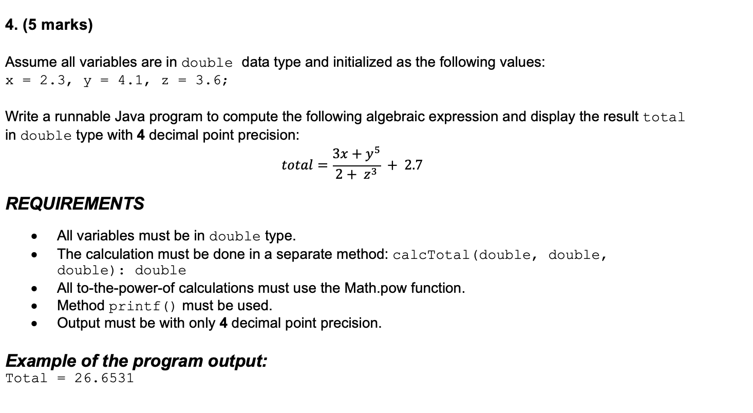 Solved Assume all variables are in double data type and | Chegg.com