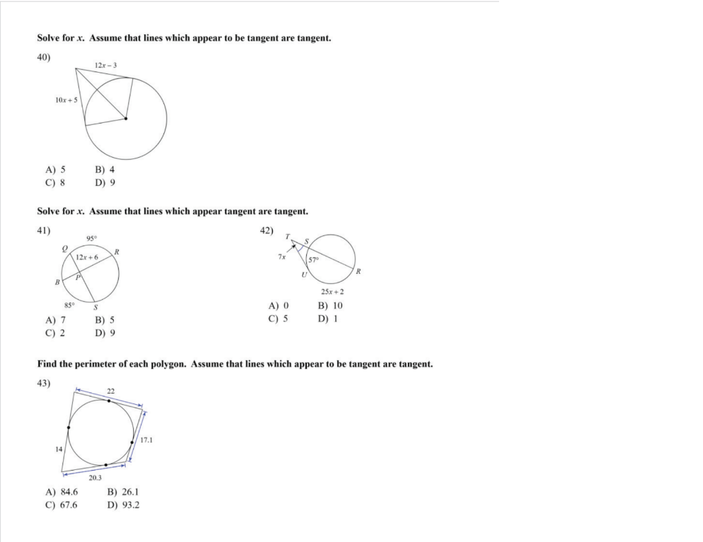 Solved Solve for x. Assume that lines which appear to be | Chegg.com