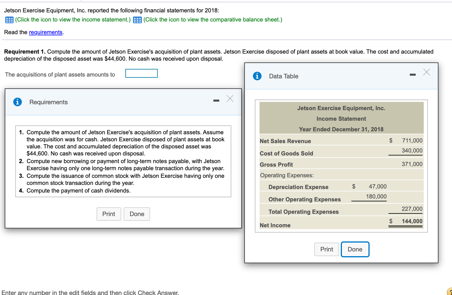 Solved Jetson Exercise Equipment, Inc. reported the