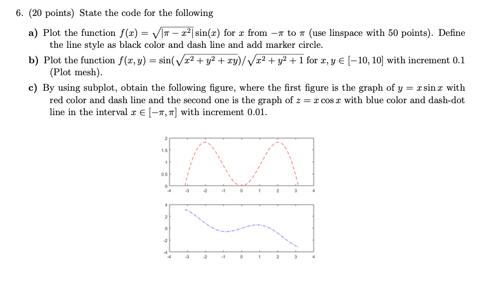 Solved 6. (20 points) State the code for the following a) | Chegg.com