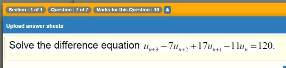 Solved Section : 1 of 1 Question : 7 of 7 Marks for this | Chegg.com