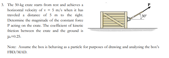 Solved The 50-kg crate starts from rest and achieves a | Chegg.com
