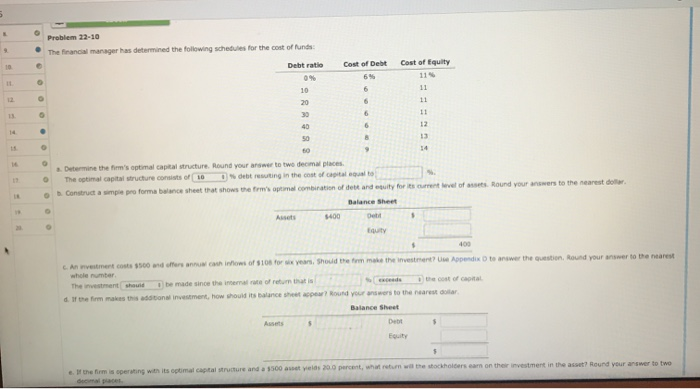 Solved Problem 22-10 The financial manager has determined | Chegg.com